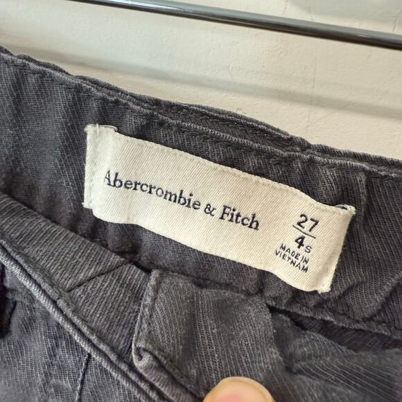Abercrombie & Fitch Women’s High Rise Baggy Cargo Pant Grey Wide Leg Tie 4S 27 - Picture 7 of 8